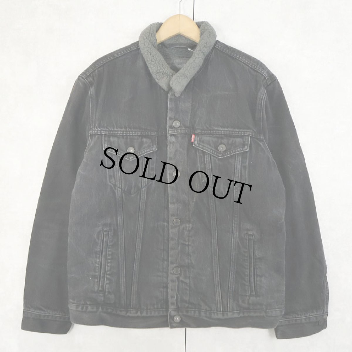 画像1: Levi's ブラックデニムボアジャケット L (1)