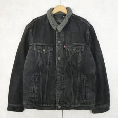 画像1: Levi's ブラックデニムボアジャケット L (1)