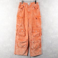 画像2: FASHION NOVA ケミカルウォッシュ ワイドカーゴパンツ ORANGE W31 (2)