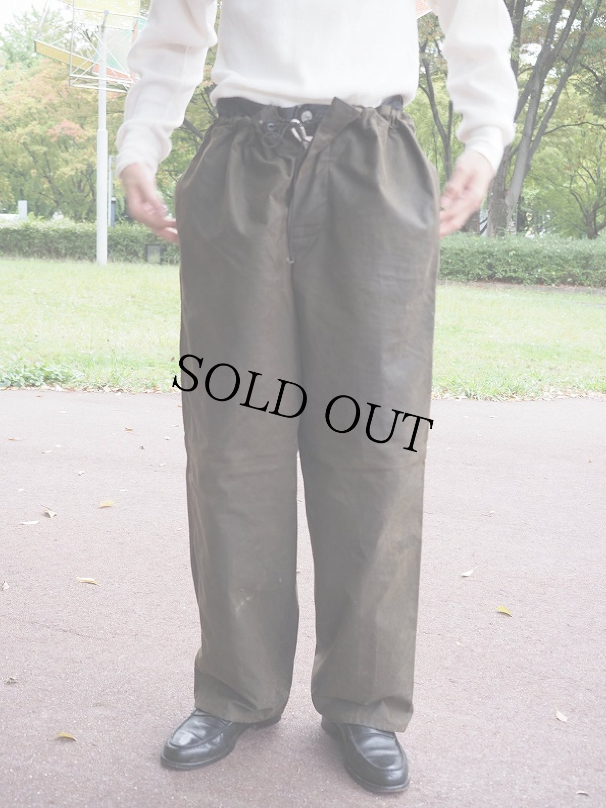 画像1: 90's Barbour ENGLAND製 3ワラント オイルドオーバーパンツ M (1)