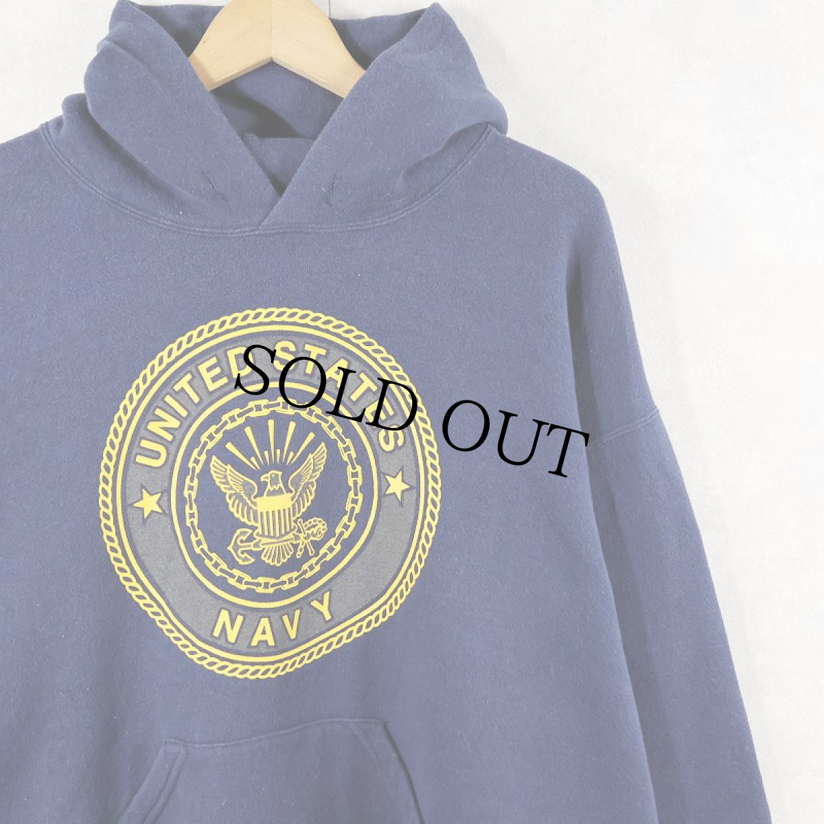 画像1: 90's SOFFE USA製 "U.S.NAVY" リフレクタープリントスウェットフーディー NAVY L (1)