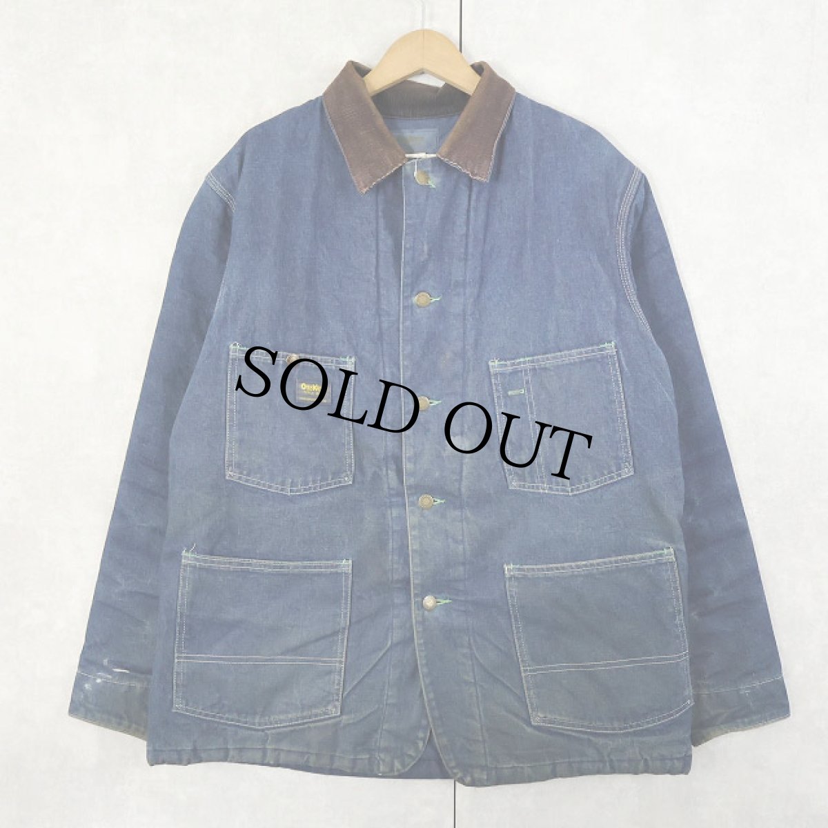 画像1: 80's OSH KOSH USA製 キルティングライナー デニムカバーオール SIZE40 (1)