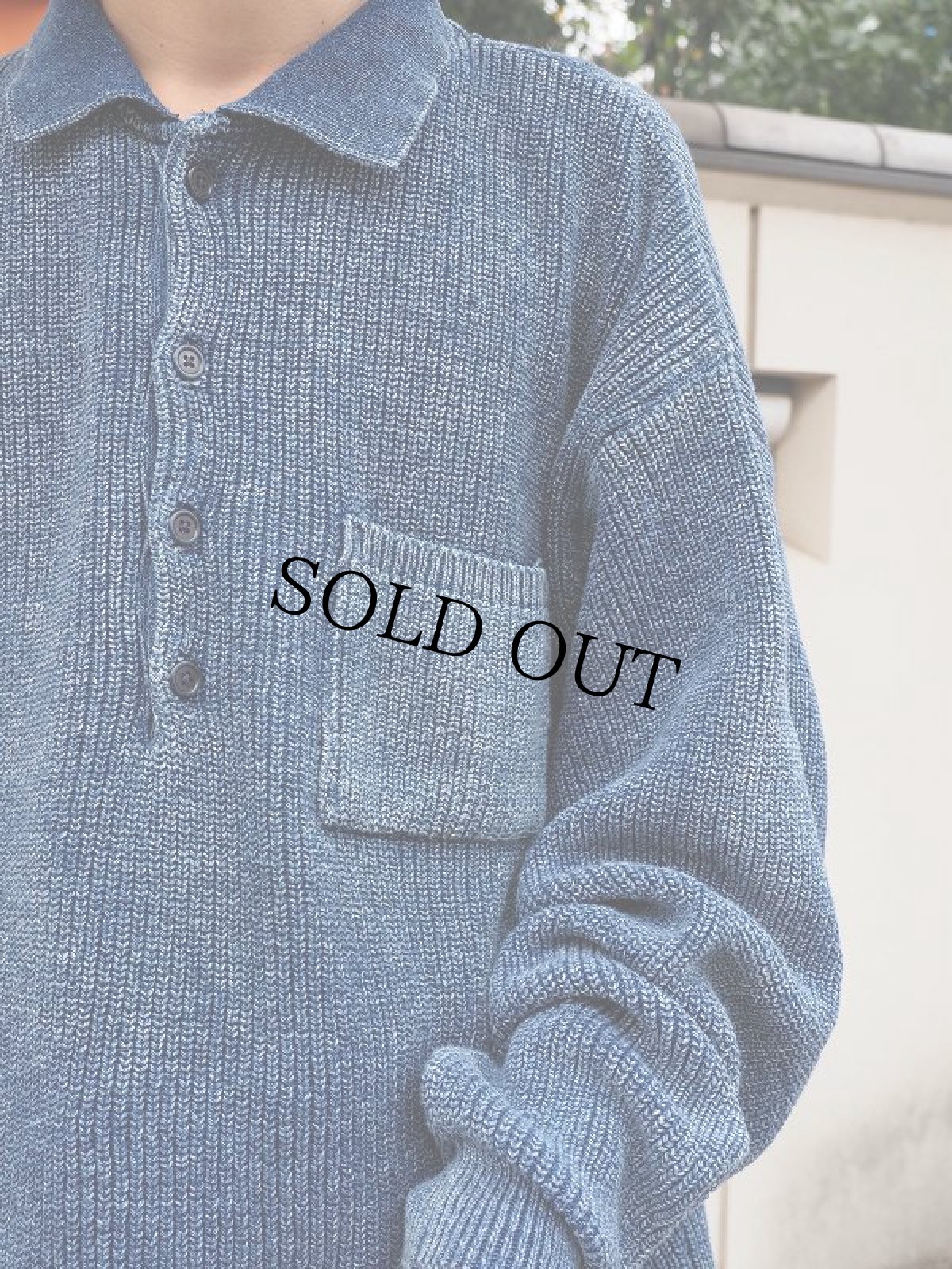 画像1: THE TERRITORY AHEAD USA製 ハーフボタン インディゴコットンニットセーター ２X (1)