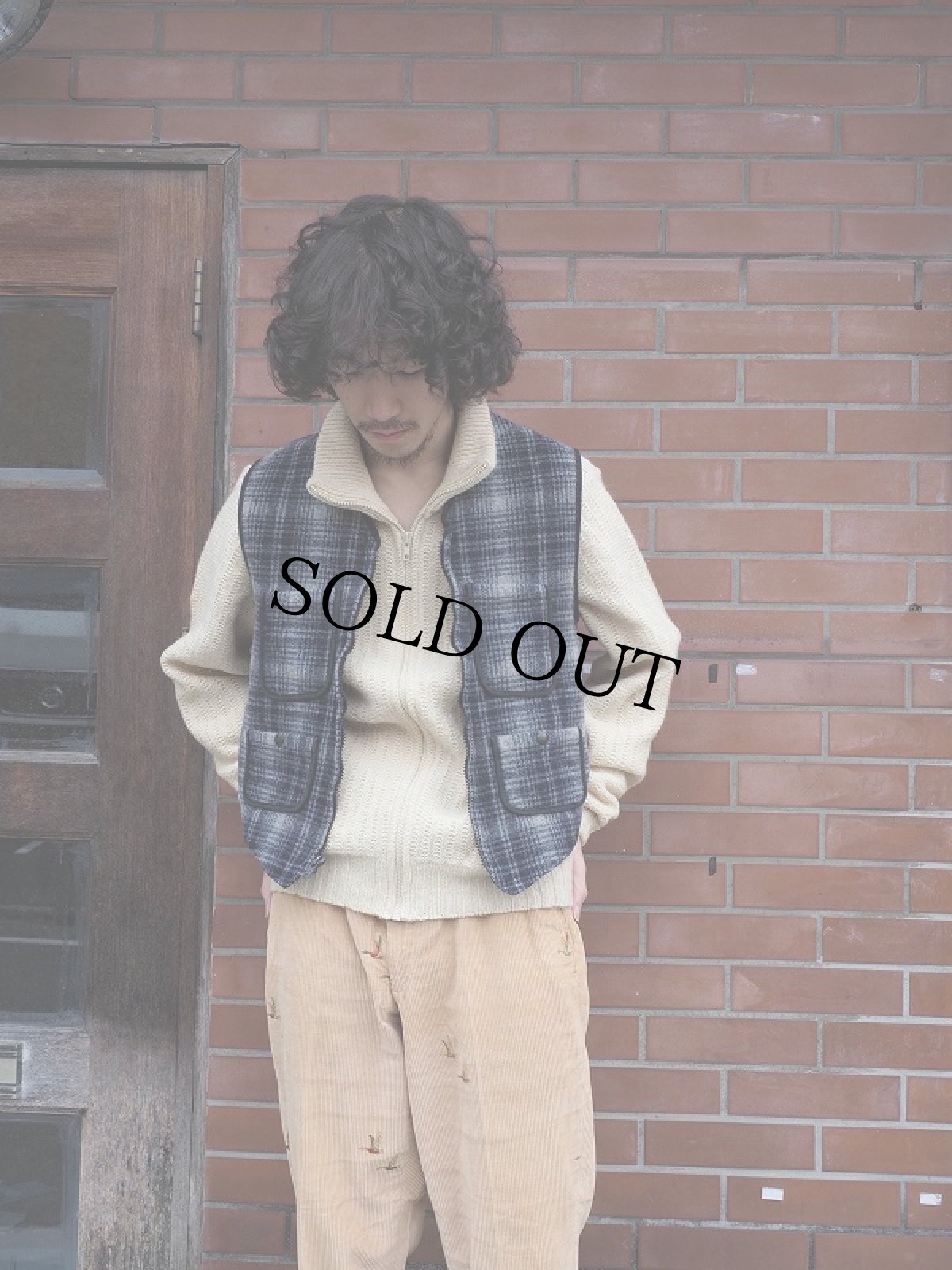 画像2: 80's L.L.Bean USA製 チェック柄 ウールベスト M (2)