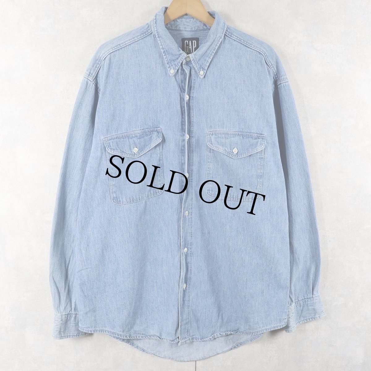 画像1: 90's GAP USA製 デニムボタンダウンシャツ L (1)