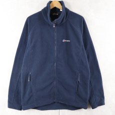 画像1: berghaus ロゴ刺繍 フリースジップジャケット NAVY L (1)
