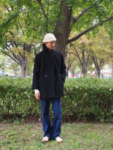 画像1: 80〜90's L.L.Bean ダブルブレスト ウールコート BLACK (1)