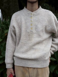 画像1: 80〜90's L.L.Bean USA製 "HIGH TREK YARN" ヘンリーネック アクリルニットセーター XL (1)