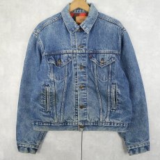画像1: 80's Levi's 71401 USA製 チェック柄ライナー デニムジャケット SIZE44L (1)