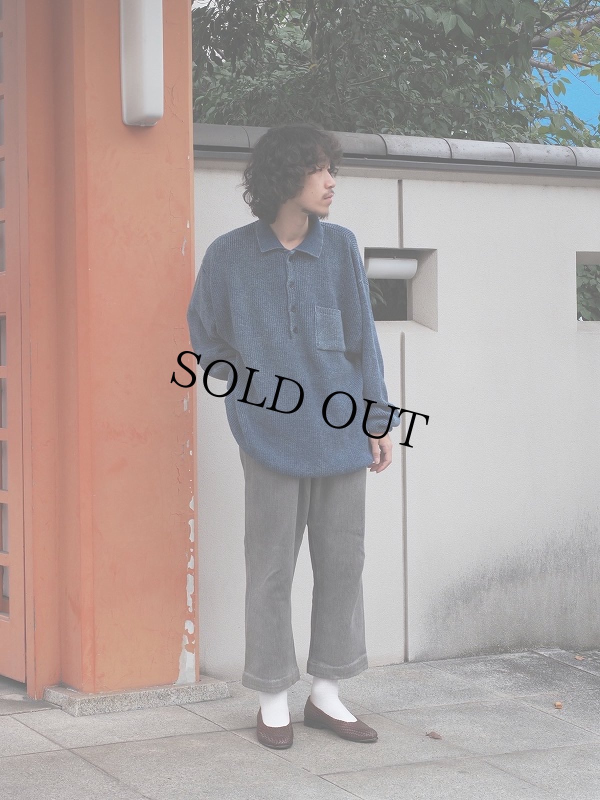 画像3: THE TERRITORY AHEAD USA製 ハーフボタン インディゴコットンニットセーター ２X (3)