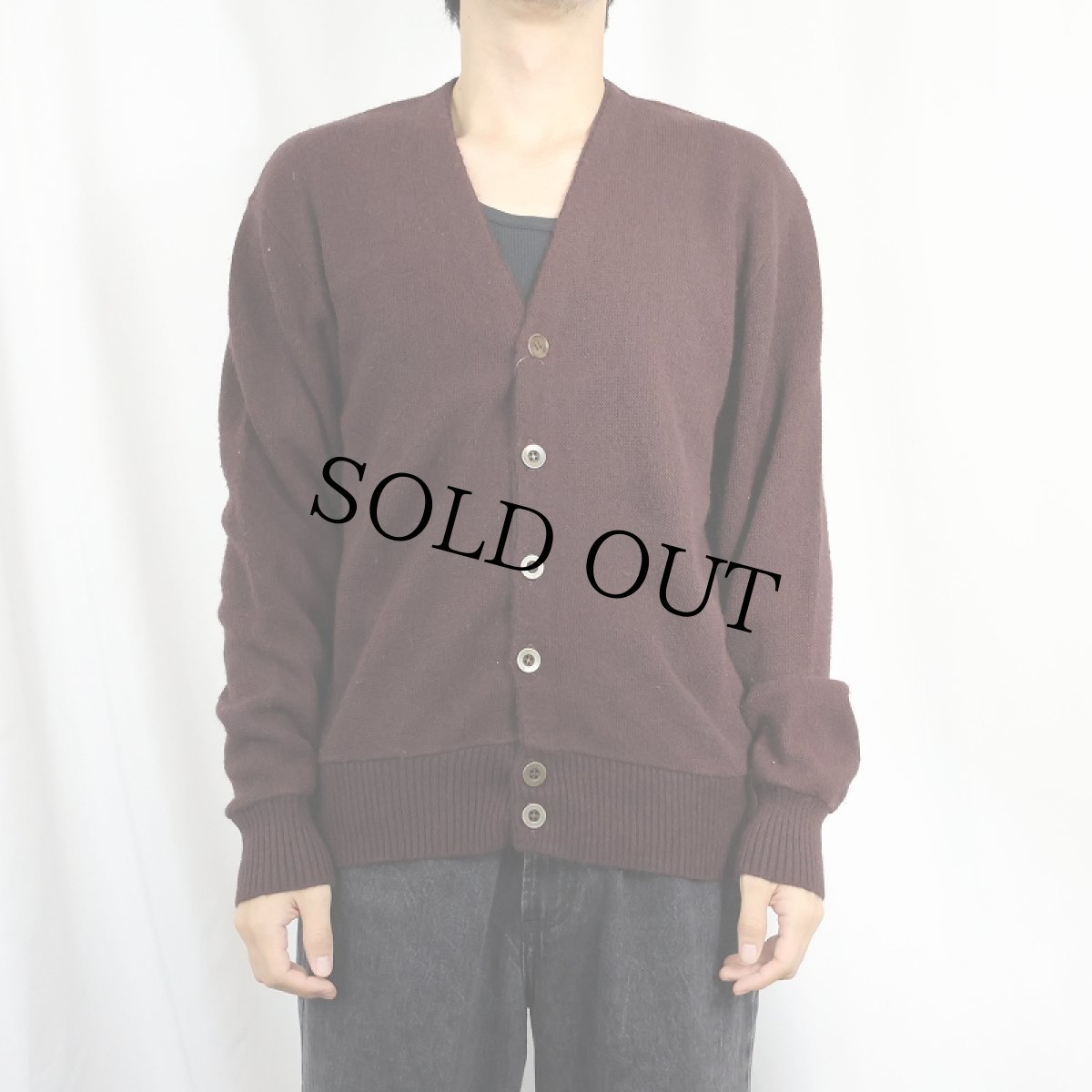 画像2: 70's CAMPUS USA製 アクリルニットカーディガン L (2)