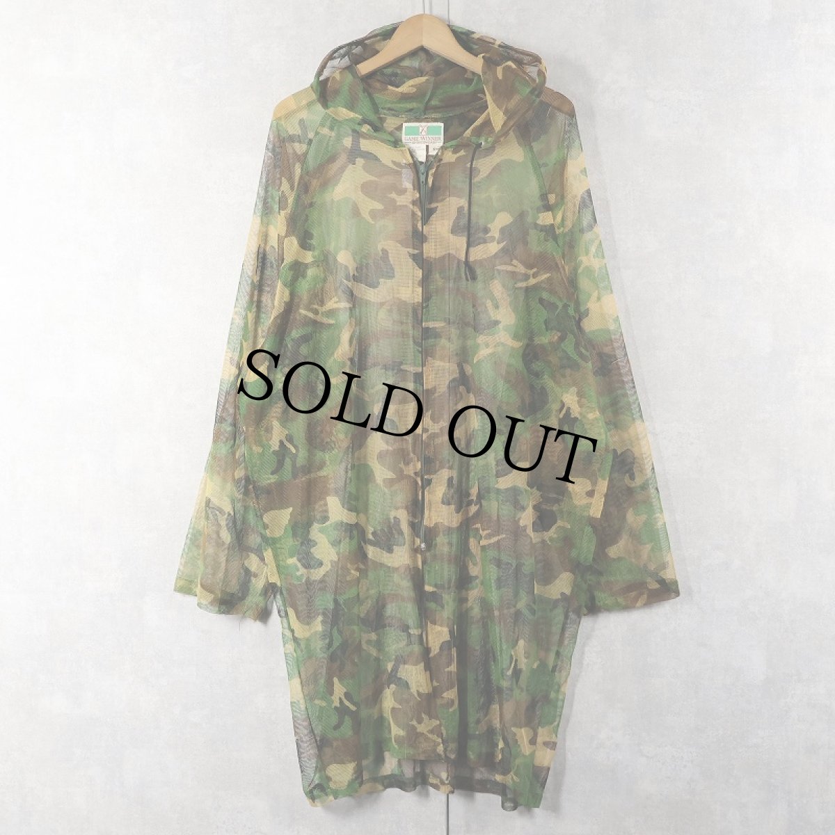 画像1: 70's GAME WINNER ウッドランドカモ柄 フード付き メッシュコート XL (1)