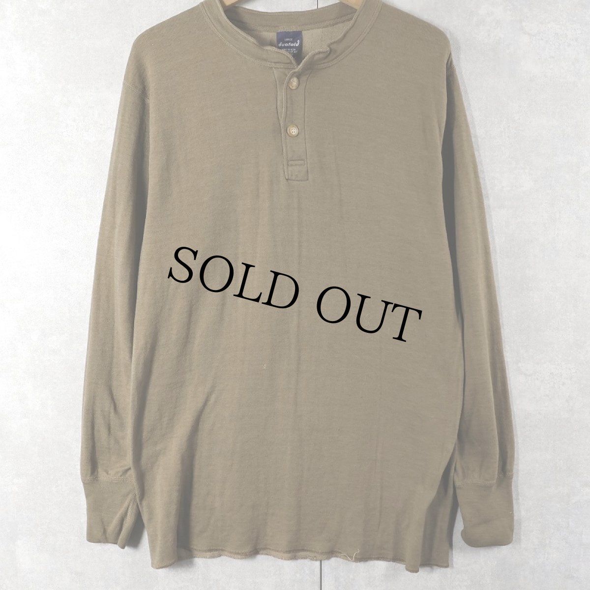 画像1: 90's duofold USA製 ヘンリーネック 無地 2PLYカットソー L (1)