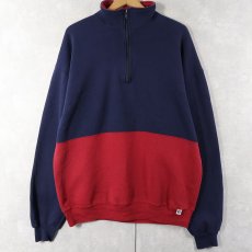 画像1: 90's RUSSELL ATHLETIC USA製 ハーフジップ 2トーンスウェット XL (1)