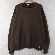 画像1: 90's RUSSELL ATHLETIC USA製 前V 無地スウェット BROWN XL (1)