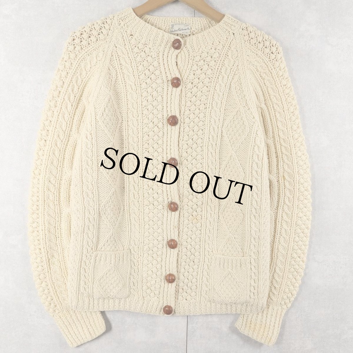 画像1: 60's〜 United knitwear Co. アランニットカーディガン  (1)
