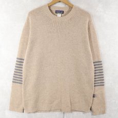 画像1: 2014AW Patagonia ボーダーデザイン ウール×ナイロンニットセーター M (1)