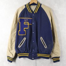 画像1: 70〜80's パッチ付き ウール×レザー スタジャン (1)