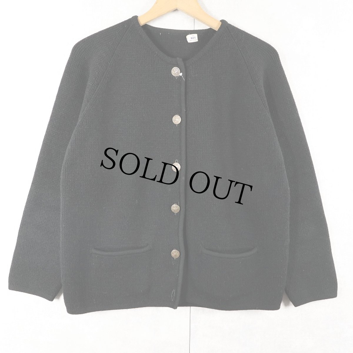 画像1: 70's〜 コインボタン ニットカーディガン BLACK  (1)