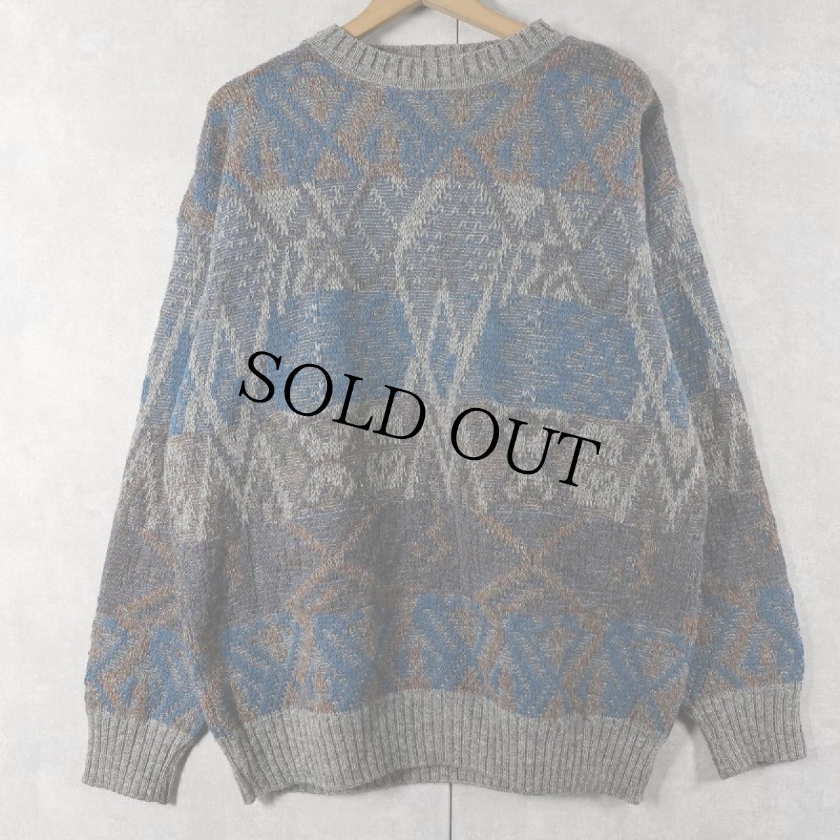 画像1: 80's PENDLETON USA製 柄編み ウールニットセーター L (1)