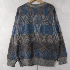 画像1: 80's PENDLETON USA製 柄編み ウールニットセーター L (1)