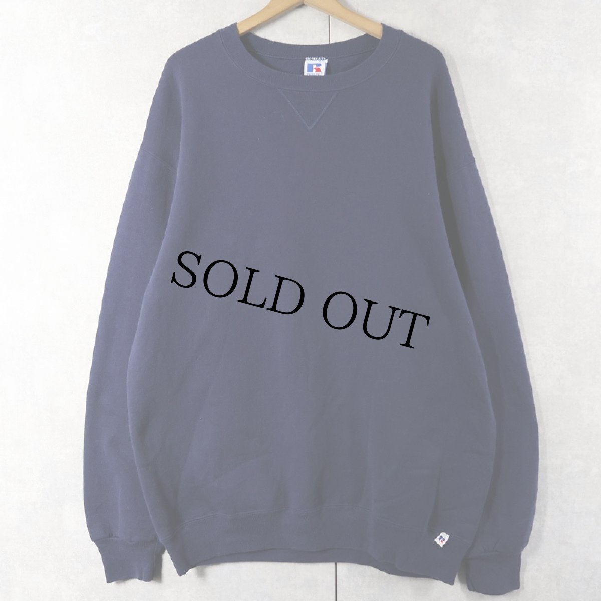 画像1: 90's RUSSELL ATHLETIC USA製 前V 無地スウェット NAVY XLT (1)