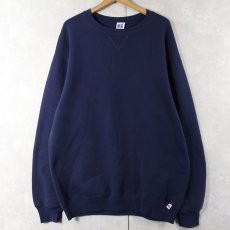 画像1: 90's RUSSELL ATHLETIC USA製 前V 無地スウェット NAVY XLT (1)