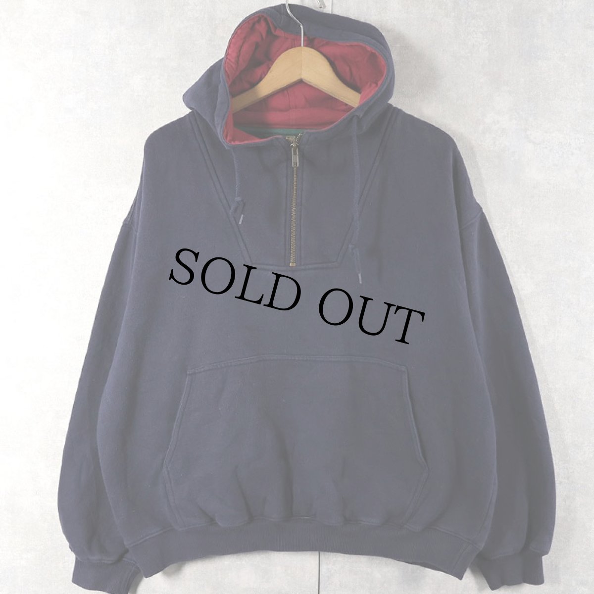 画像1: 90's ORVIS ハーフジップ スウェットフーディー NAVY L (1)