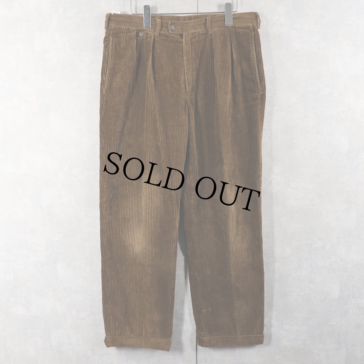 画像1: 80's Oliver Grant ITALY製 太畝 2タック コーデュロイパンツ W34 (1)