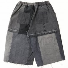 画像2: little original "vintage black denim patch work 2tac wide jorts" Remake Denim Shorts (2)
