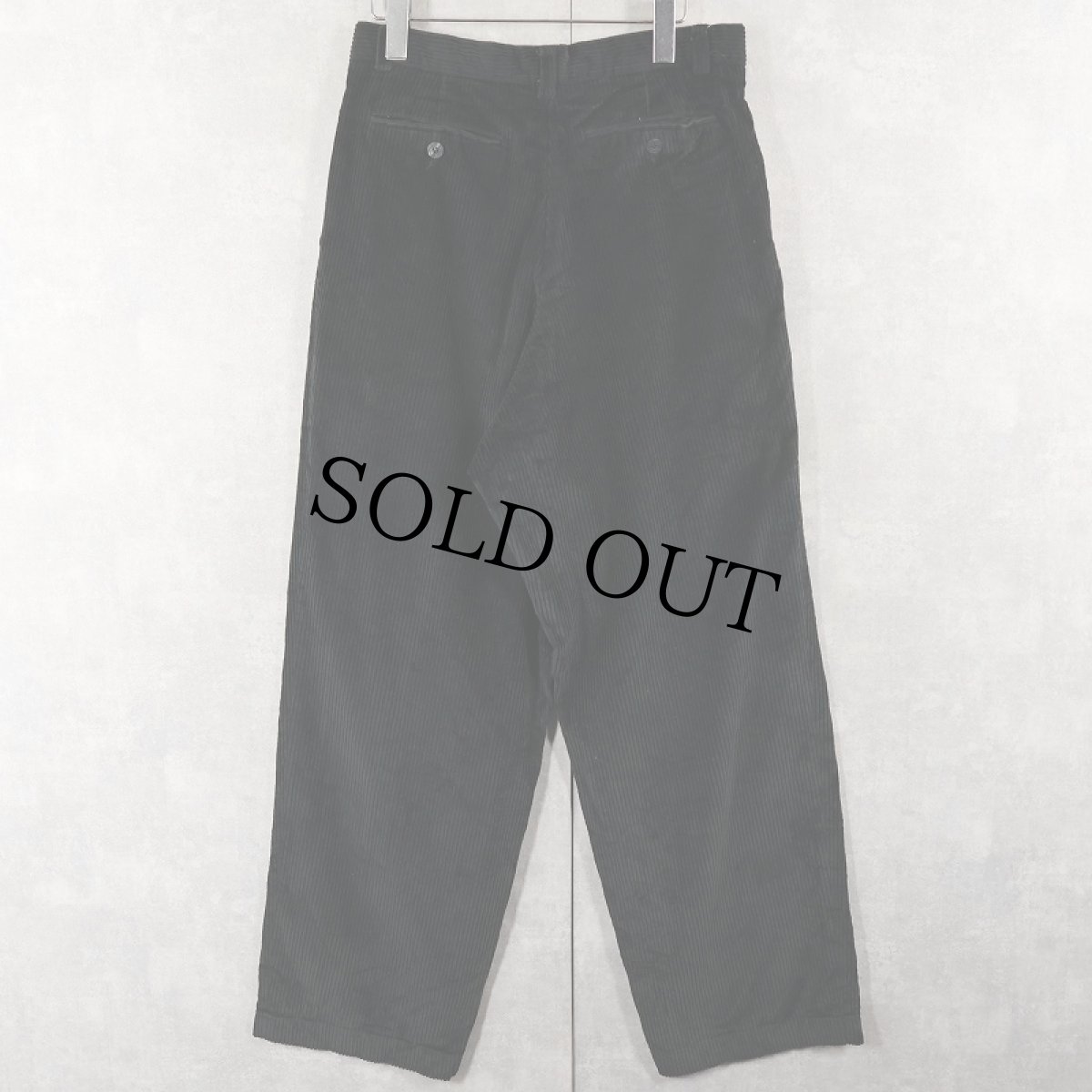 画像2: 90's CANADA製 太畝 2タック コーデュロイパンツ BLACK W34 (2)