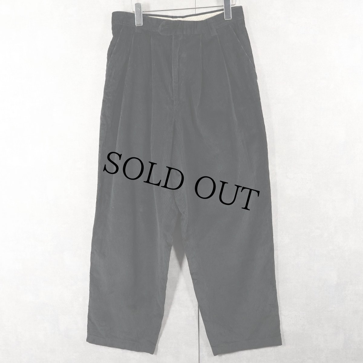 画像1: 90's CANADA製 太畝 2タック コーデュロイパンツ BLACK W34 (1)