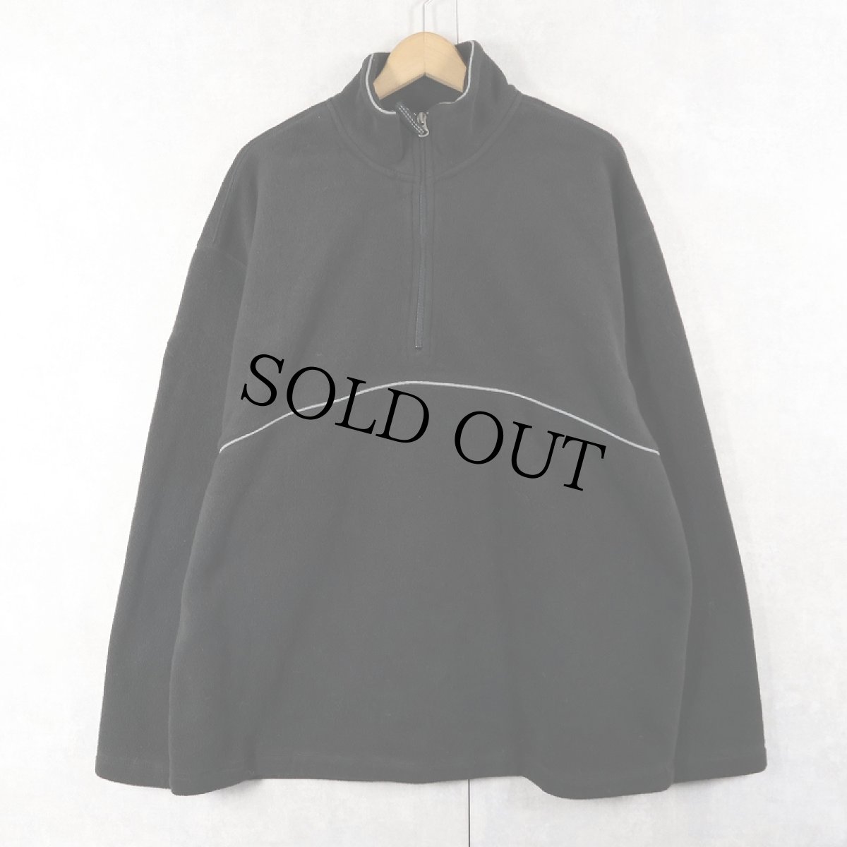 画像1: GAP "GAP ATHLETIC" リフレクターデザイン ハーフジップ フリースプルオーバージャケット BLACK XL (1)