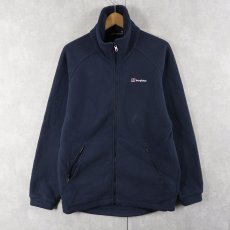 画像1: 2000's berghaus ロゴ刺繍 フリースジャケット NAVY S (1)