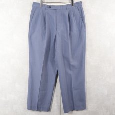 画像2: ストライプ柄織り 2タック ポリエステル×ウールスラックス W35 (2)