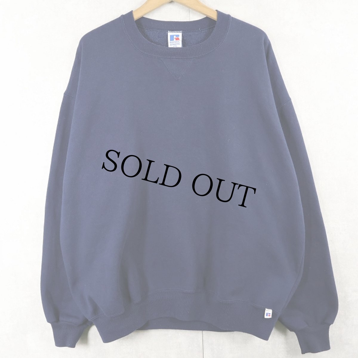 画像1: 90's RUSSELL ATHLETIC USA製 前V 無地スウェット NAVY XXL (1)