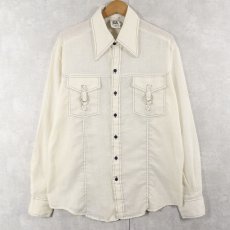 画像1: 70's KENNINGTON ステッチデザイン リネンシャツ (1)