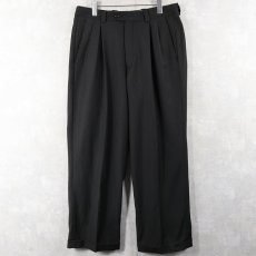 画像3: STEVE HARVEY ITALY製 ストライプ柄 2タック ウールスラックス BLACK W34 (3)