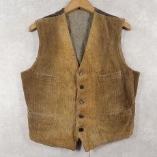 画像1: VINTAGE  針刺しシンチバック コーデュロイベスト (1)