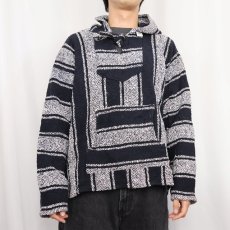 画像2: ストライプ柄 メキシカンパーカー L (2)