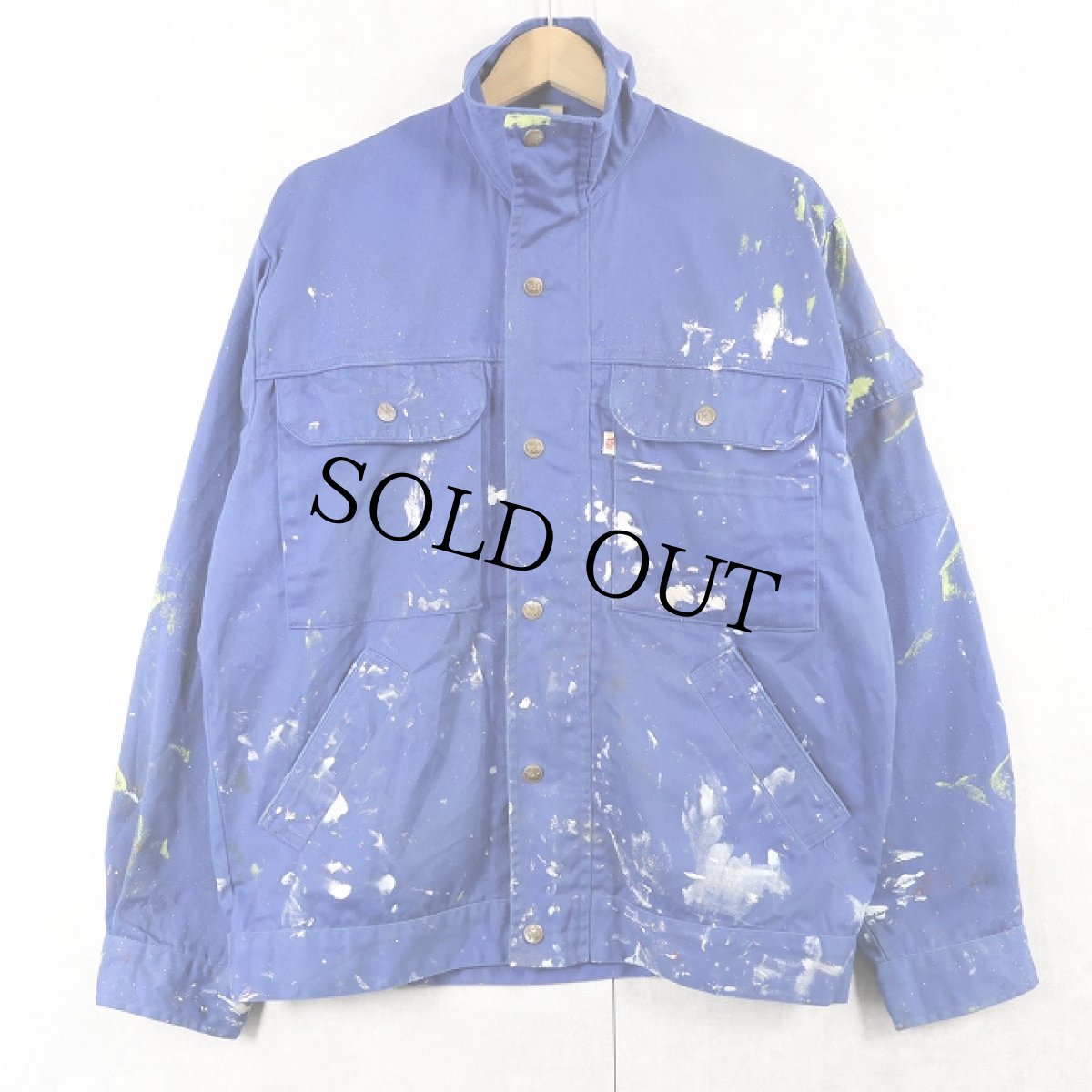 画像1: 80's〜 EURO ペンキペイント コットンツイル ワークジャケット S (1)