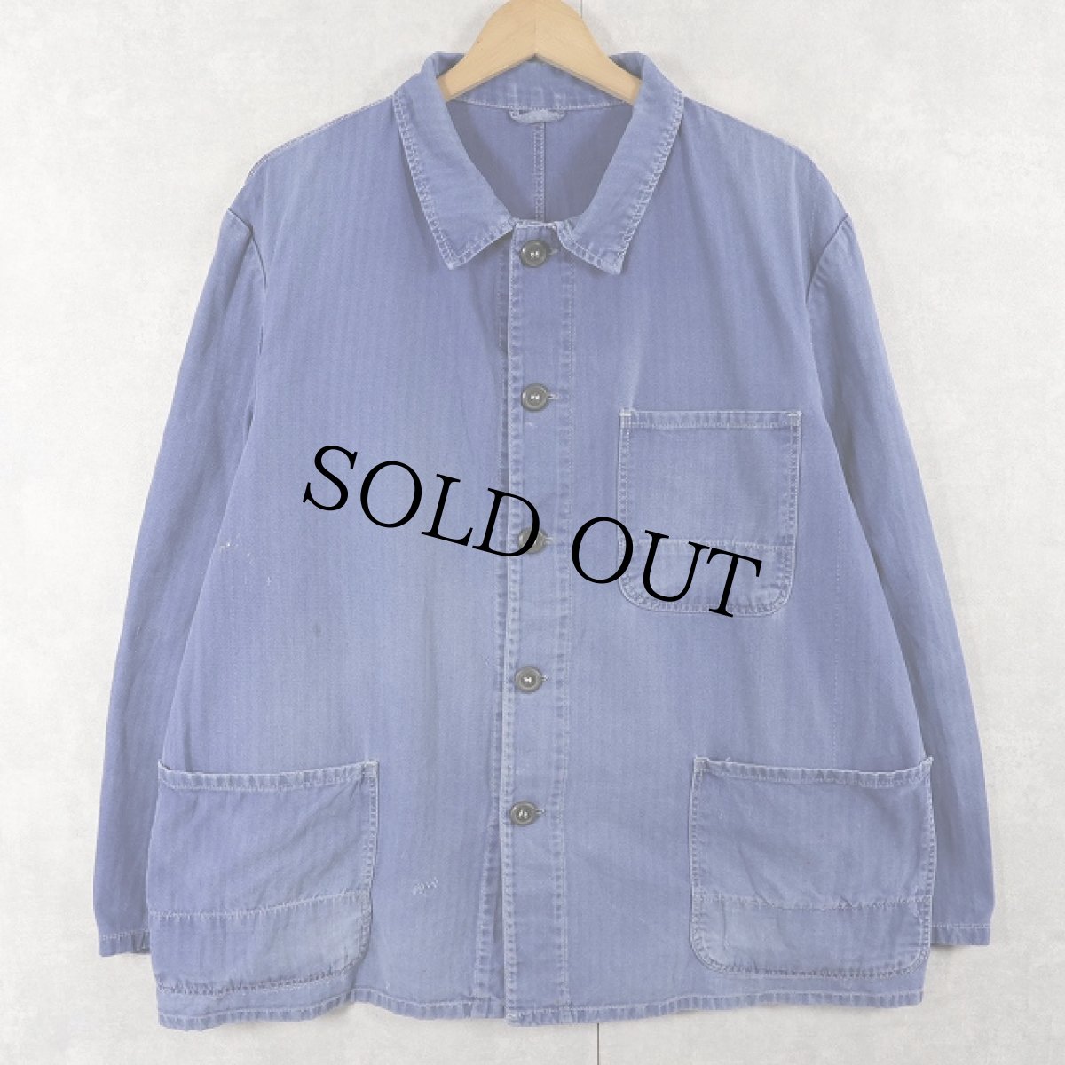 画像1: 70's〜 EURO ヘリンボーンツイル ワークカバーオール (1)