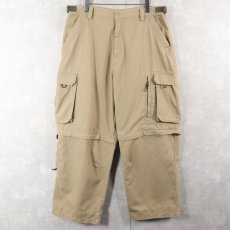 画像2: Vorth Crest 2WAYデザイン ドッキング ポリエステル×コットンカーゴパンツ W34-36 (2)