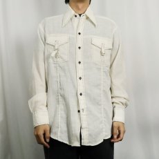 画像2: 70's KENNINGTON ステッチデザイン リネンシャツ (2)