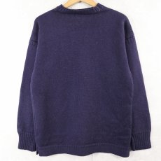 画像1: VINTAGE ウール ガンジーニットセーター NAVY (1)