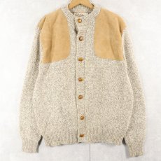 画像2: 90's Cabela's スエードレザーパッチ付き ウールニットセーター L (2)