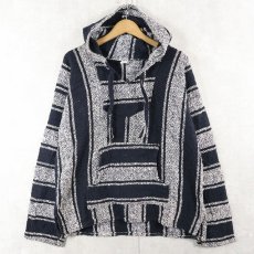 画像1: ストライプ柄 メキシカンパーカー L (1)