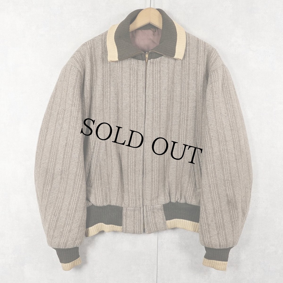 画像1: 〜60's キルティングライナー ストライプ柄 ウールスポーツジャケット (1)