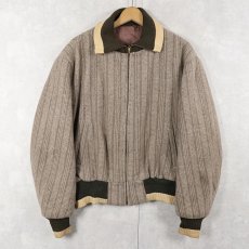 画像1: 〜60's キルティングライナー ストライプ柄 ウールスポーツジャケット (1)