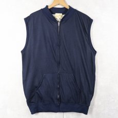 画像1: 70's Sears Fieldmaster USA製 裏サーマル ポリエステルジップベスト NAVY 2XL (1)